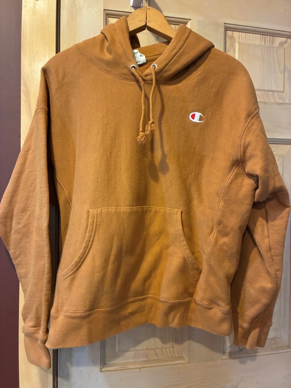 Champion Women's Crewneck Hoodie in Rust Brown
